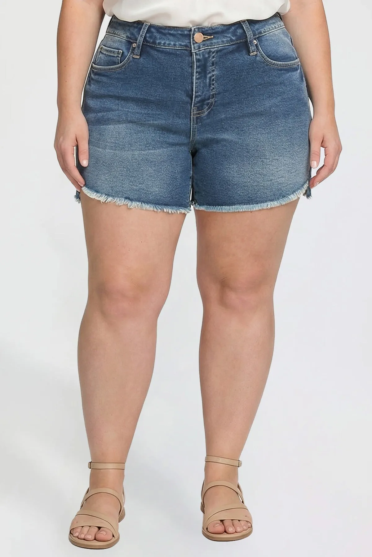 Women's Plus Premium Stretch Fray Hem Shorts sold by YMI product image thumbnail 2