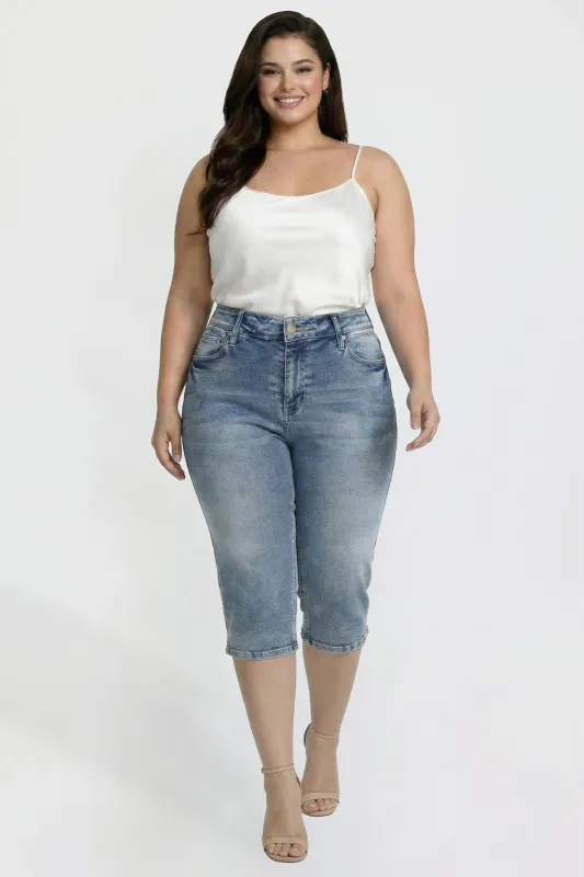 Women's Plus Luxe Capri with Side Slit made by YMI