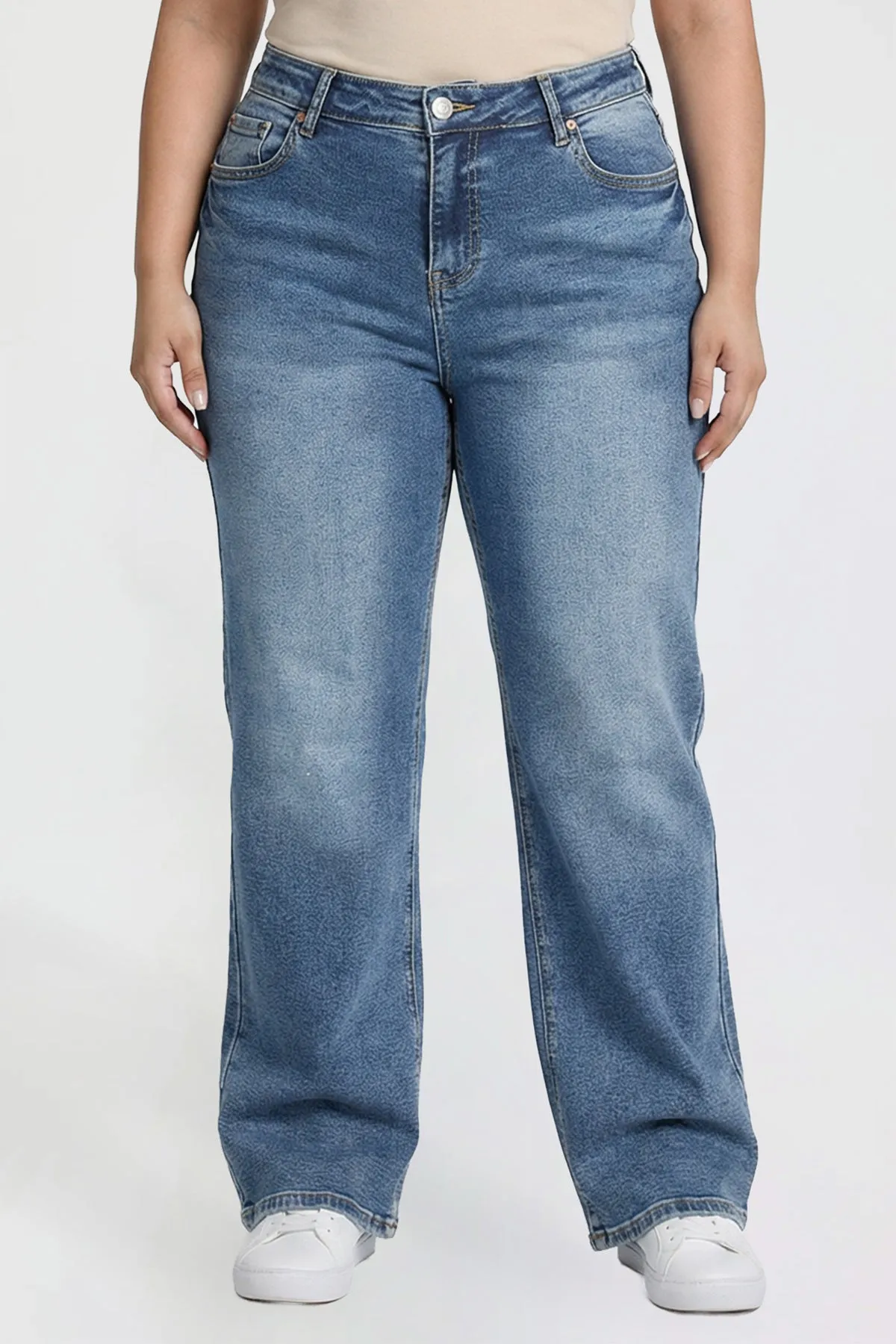 Women's Plus High Rise Wide Leg Jeans sold by YMI product image thumbnail 2