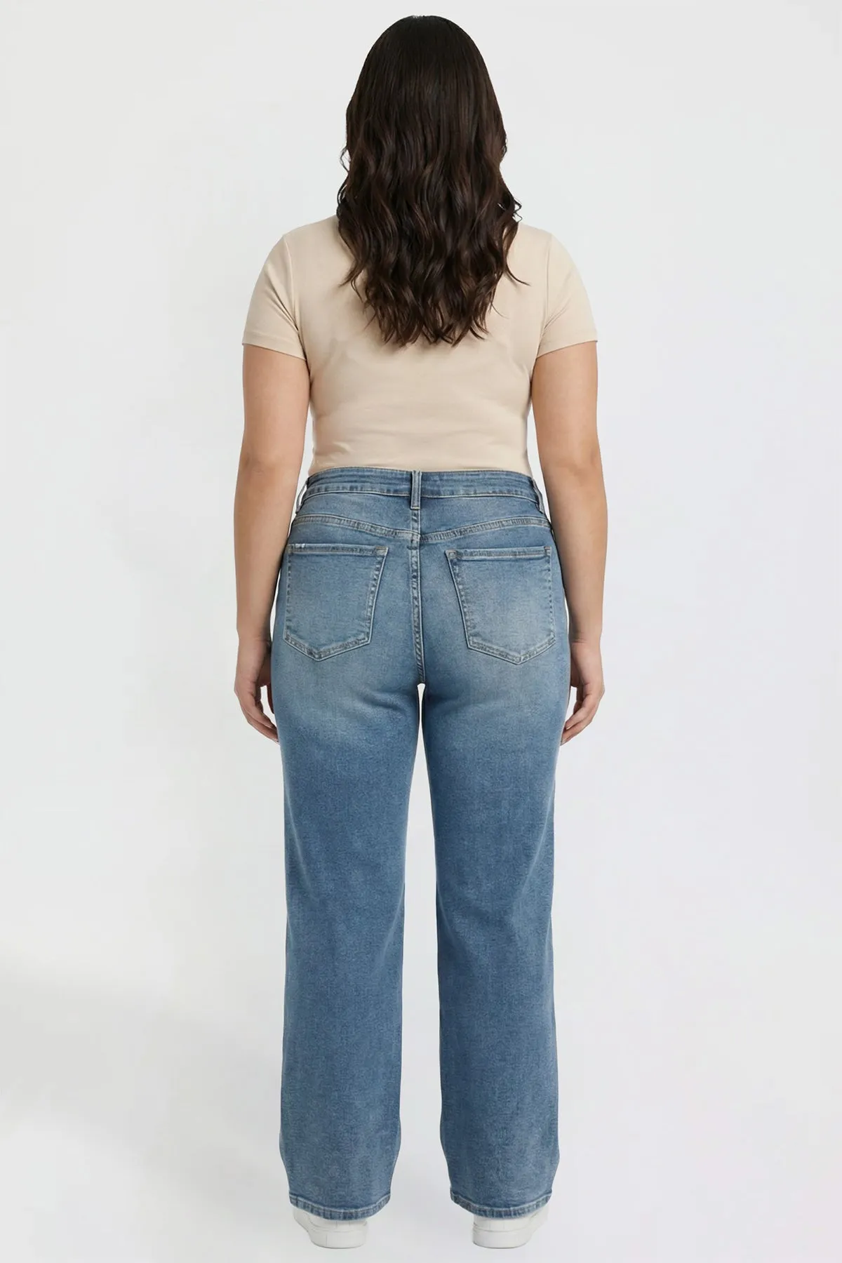 Women's Plus High Rise Wide Leg Jeans sold by YMI product image thumbnail 5