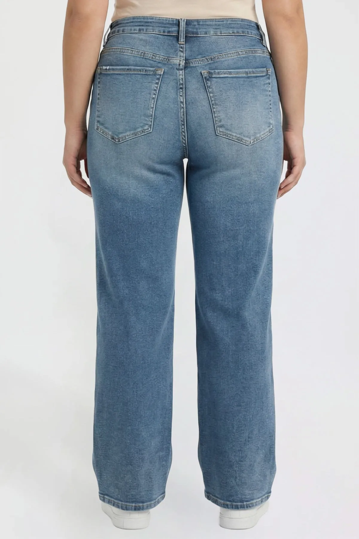 Women's Plus High Rise Wide Leg Jeans sold by YMI product image thumbnail 4