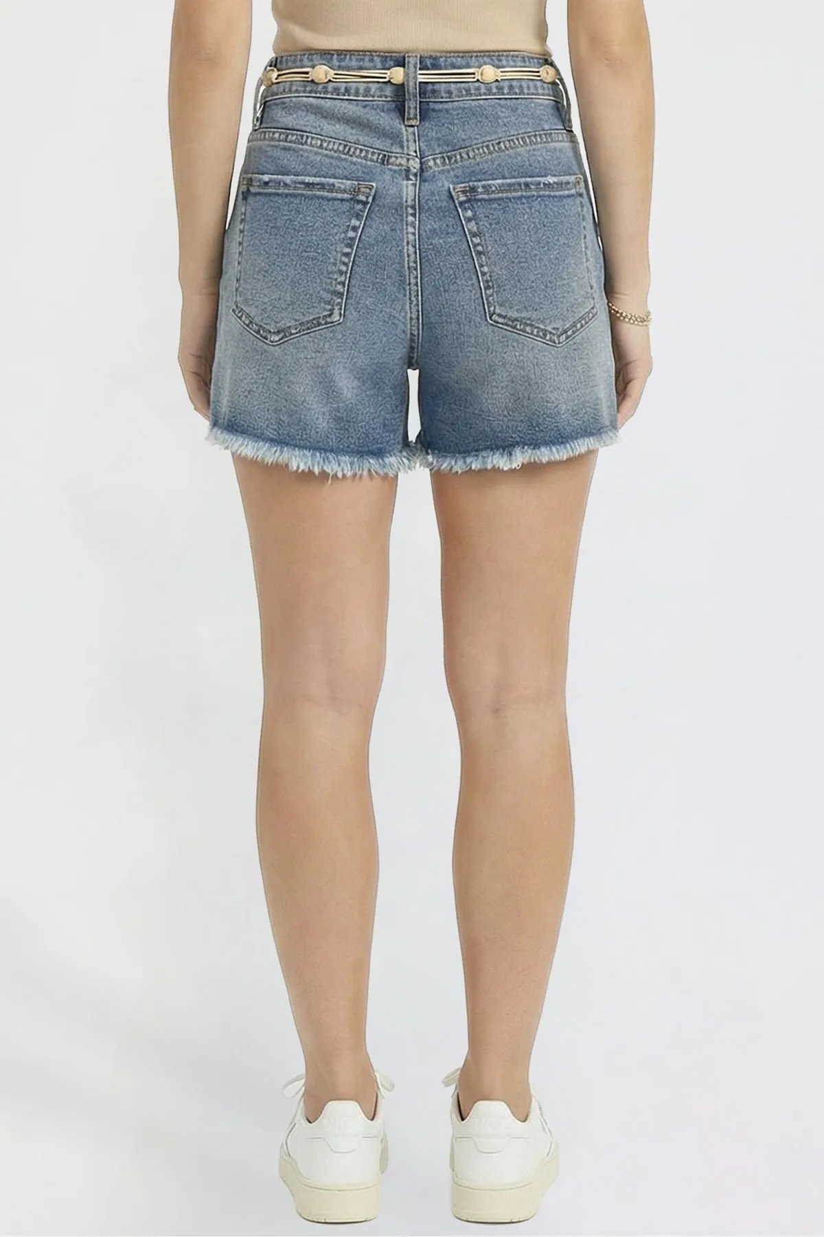 Women's Belted Fray Hem Shorts sold by YMI product image thumbnail 4