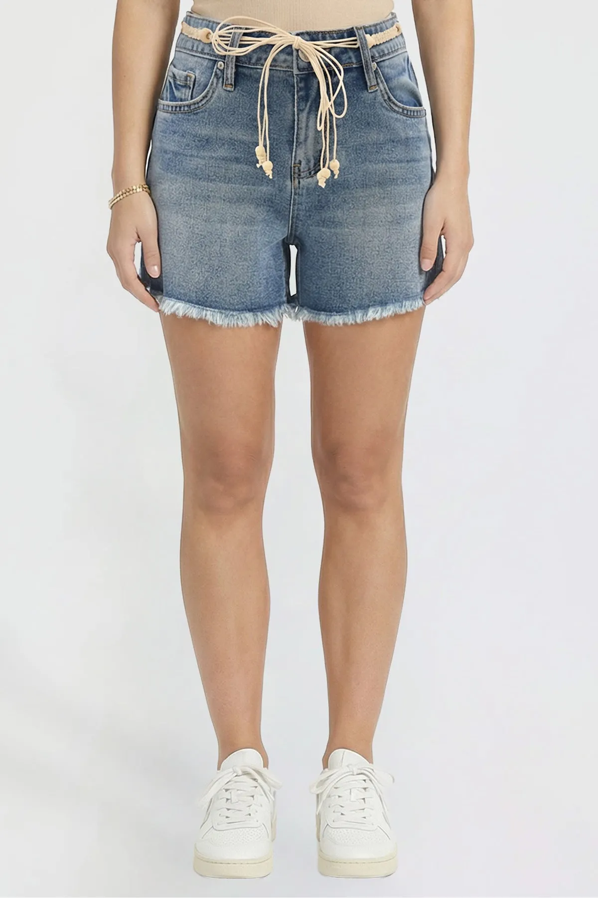 Women's Belted Fray Hem Shorts sold by YMI product image thumbnail 2