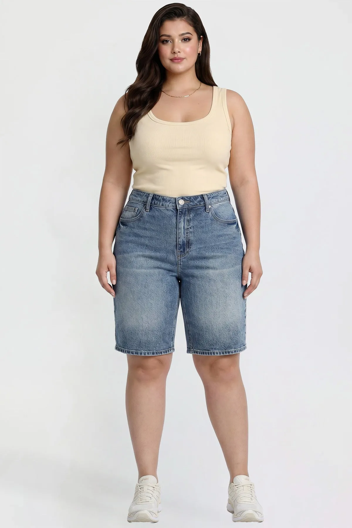 Women's Plus Relaxed Fit Jorts sold by YMI