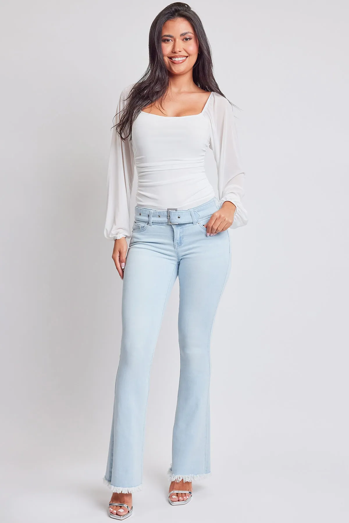 Women's Belted Flare Jeans sold by YMI
