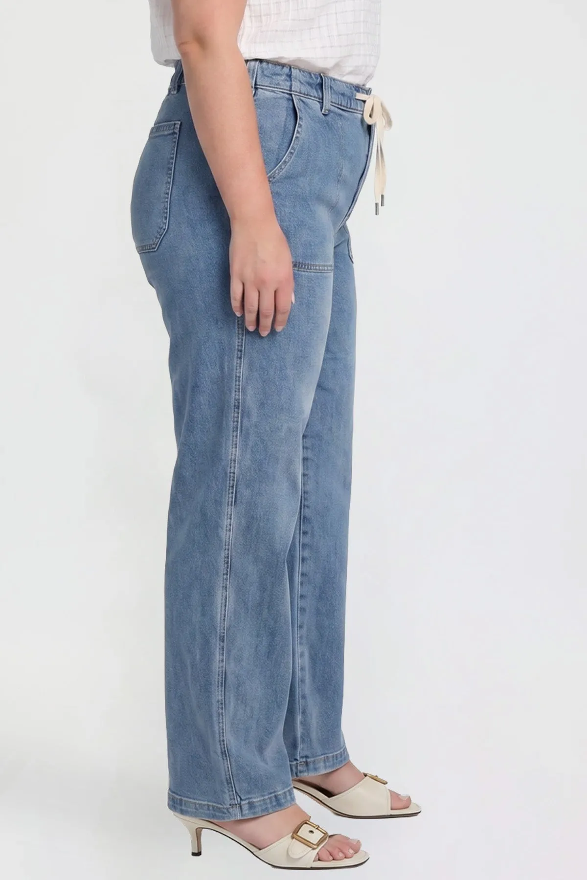 Women's Tie Front Wide Leg Jeans sold by YMI product image thumbnail 3