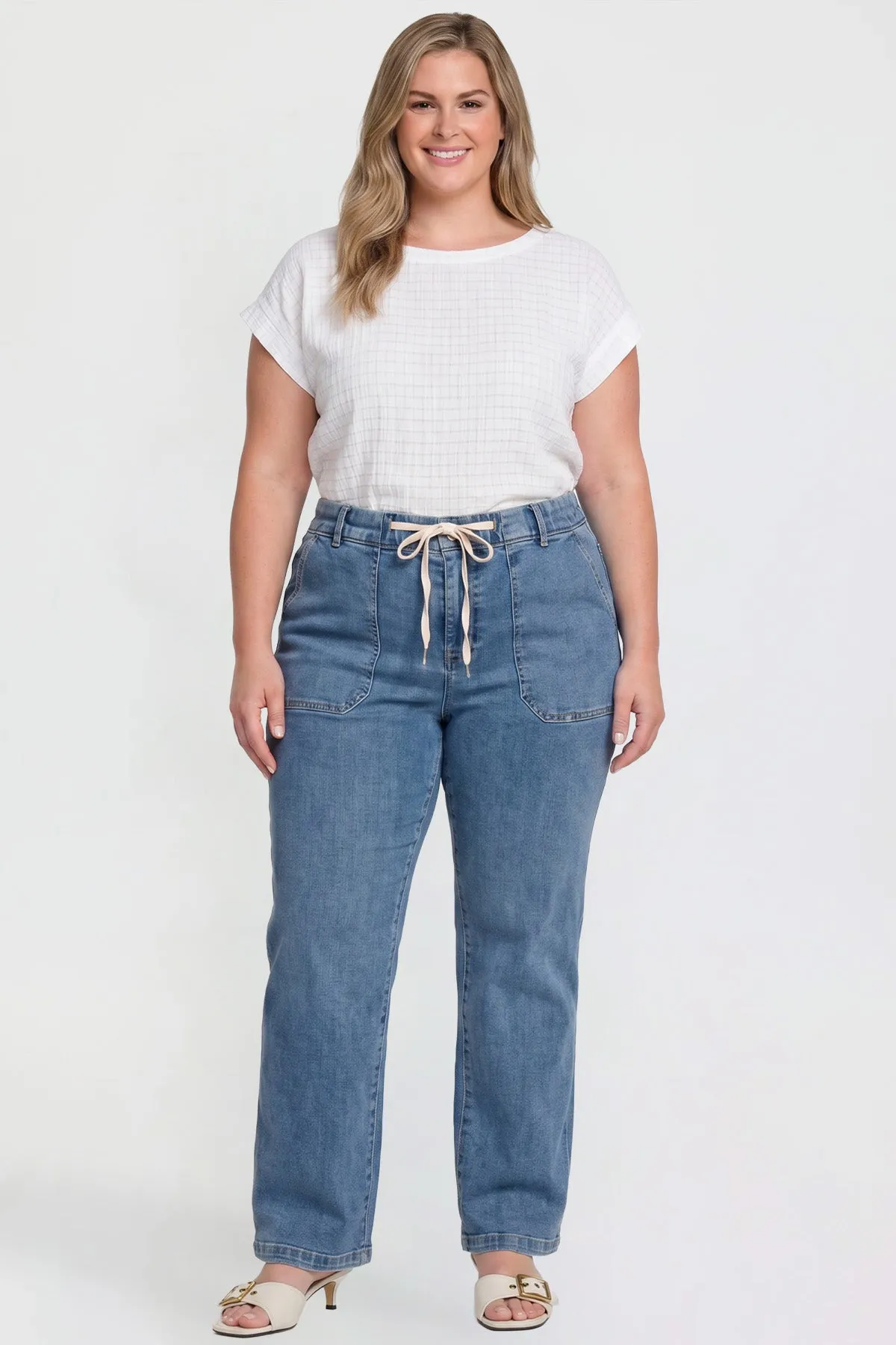 Women's Tie Front Wide Leg Jeans sold by YMI