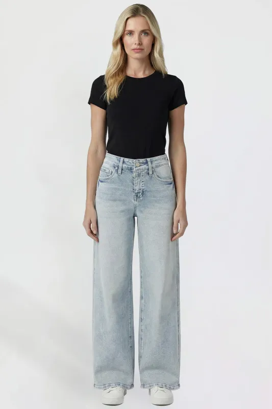 Women's Kayla High Rise Wide Leg Jeans made by YMI