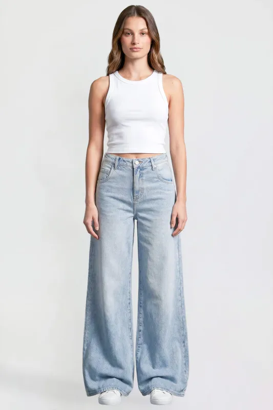 Women's Baggy Wide Leg Jeans made by YMI