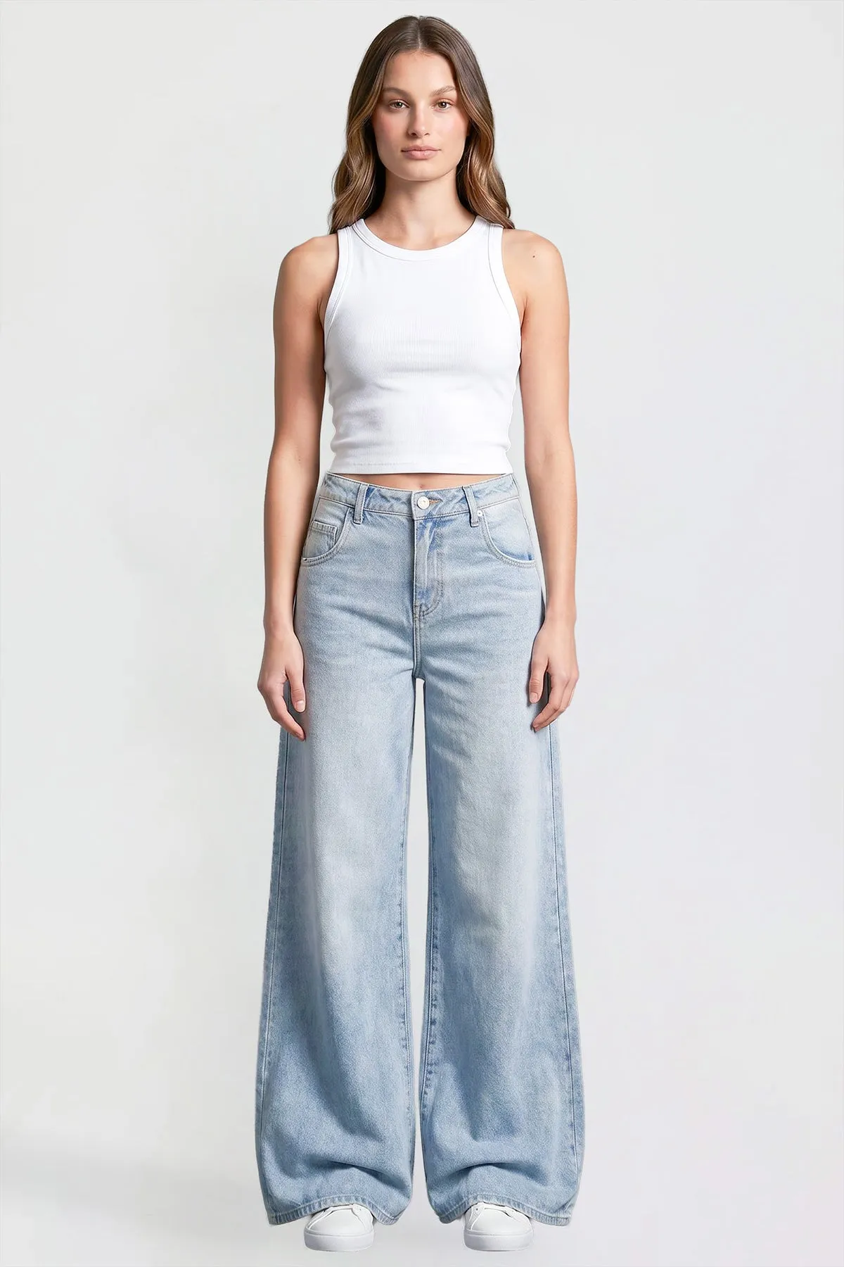 Women's Baggy Wide Leg Jeans sold by YMI