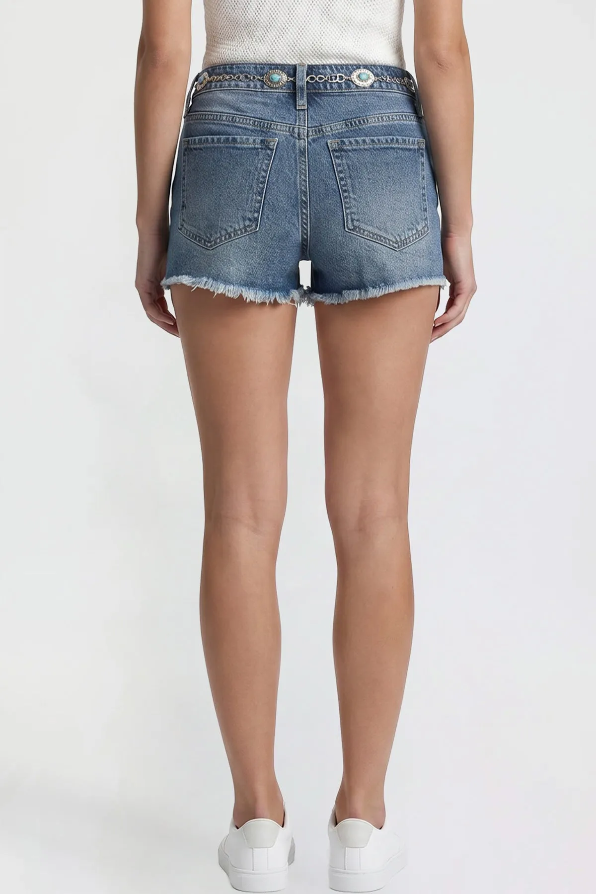 Women's Fray Hem Belted Shorts sold by YMI product image thumbnail 3
