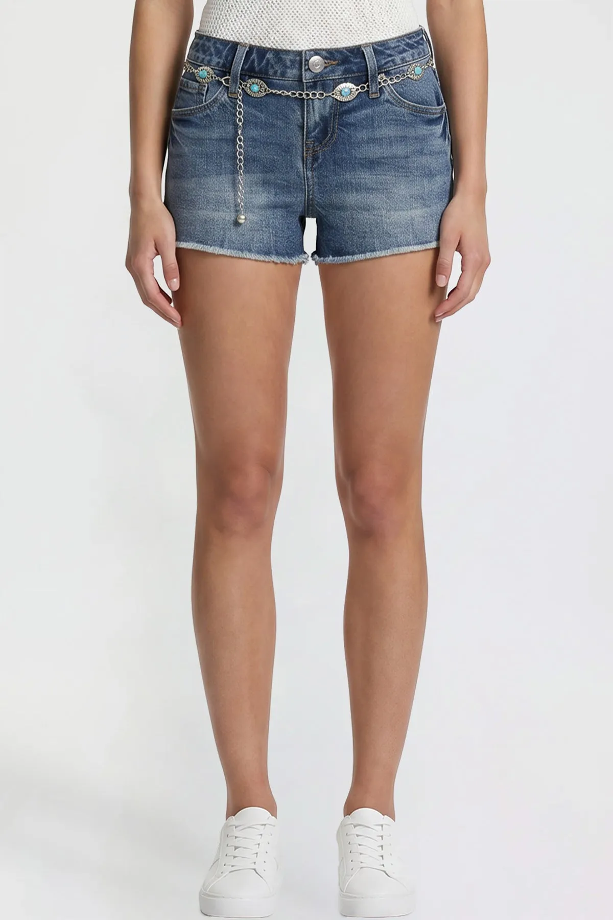 Women's Fray Hem Belted Shorts sold by YMI product image thumbnail 2