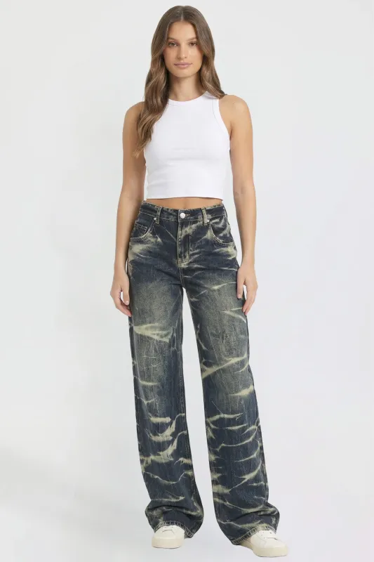 Women's Wide Leg Essential Baggy Jeans made by YMI