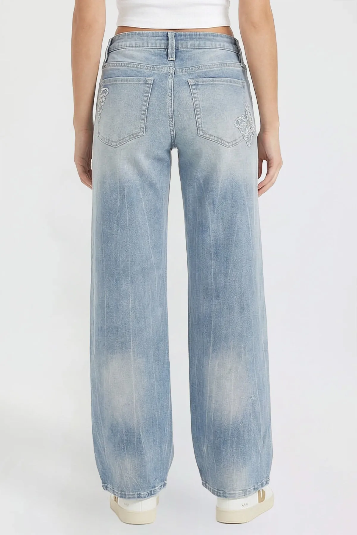 Women's Britney Buttefly Pocket Wide Leg Jeans sold by YMI product image thumbnail 4