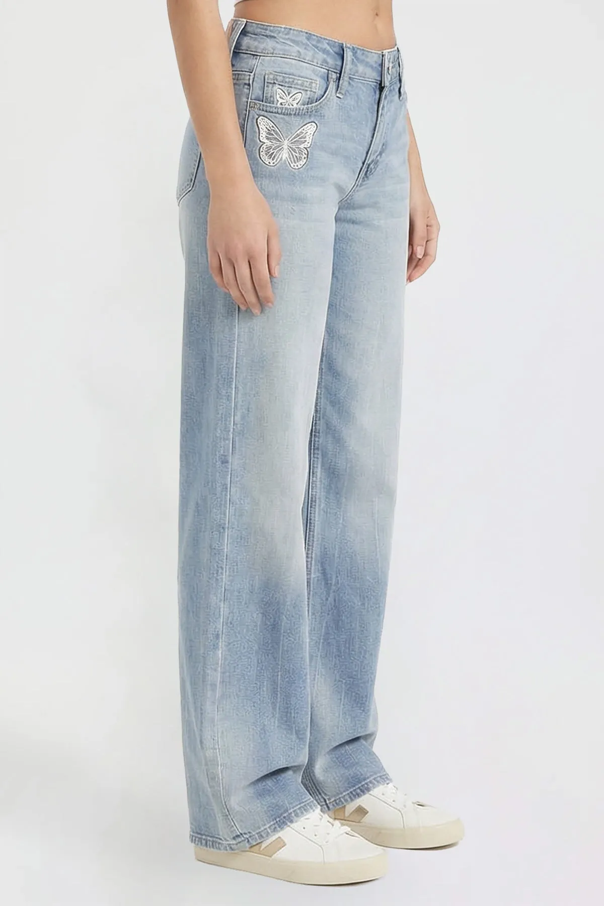 Women's Britney Buttefly Pocket Wide Leg Jeans sold by YMI product image thumbnail 3