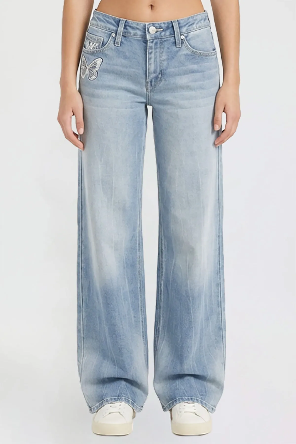 Women's Britney Buttefly Pocket Wide Leg Jeans sold by YMI product image thumbnail 2