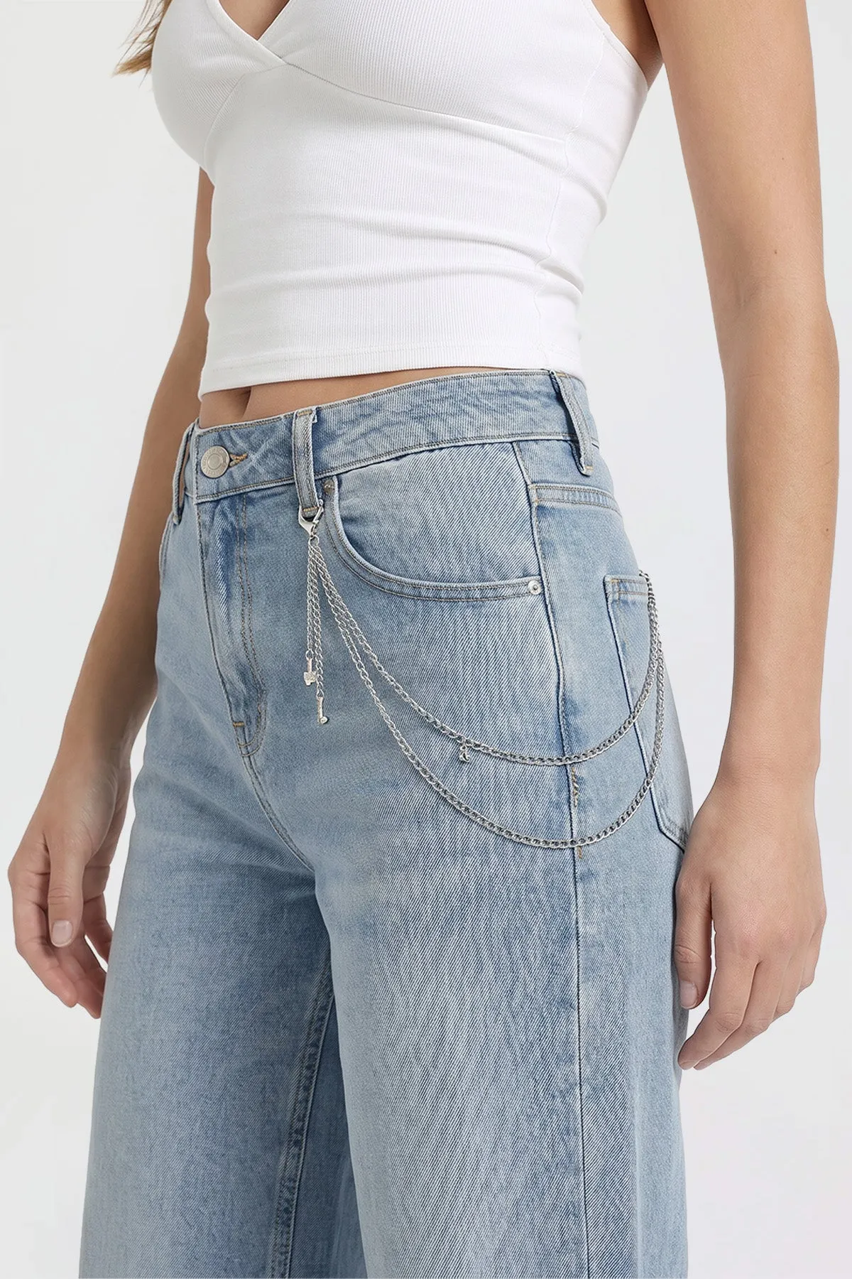 Women's Joey Super Wide Leg Jeans with Butterfly Chain sold by YMI product image thumbnail 5