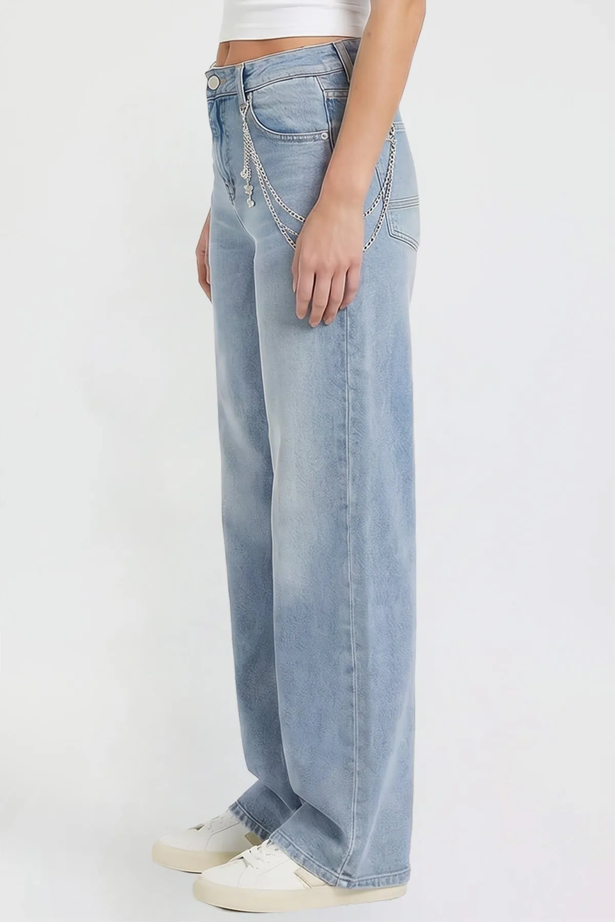 Women's Joey Super Wide Leg Jeans with Butterfly Chain sold by YMI product image thumbnail 3