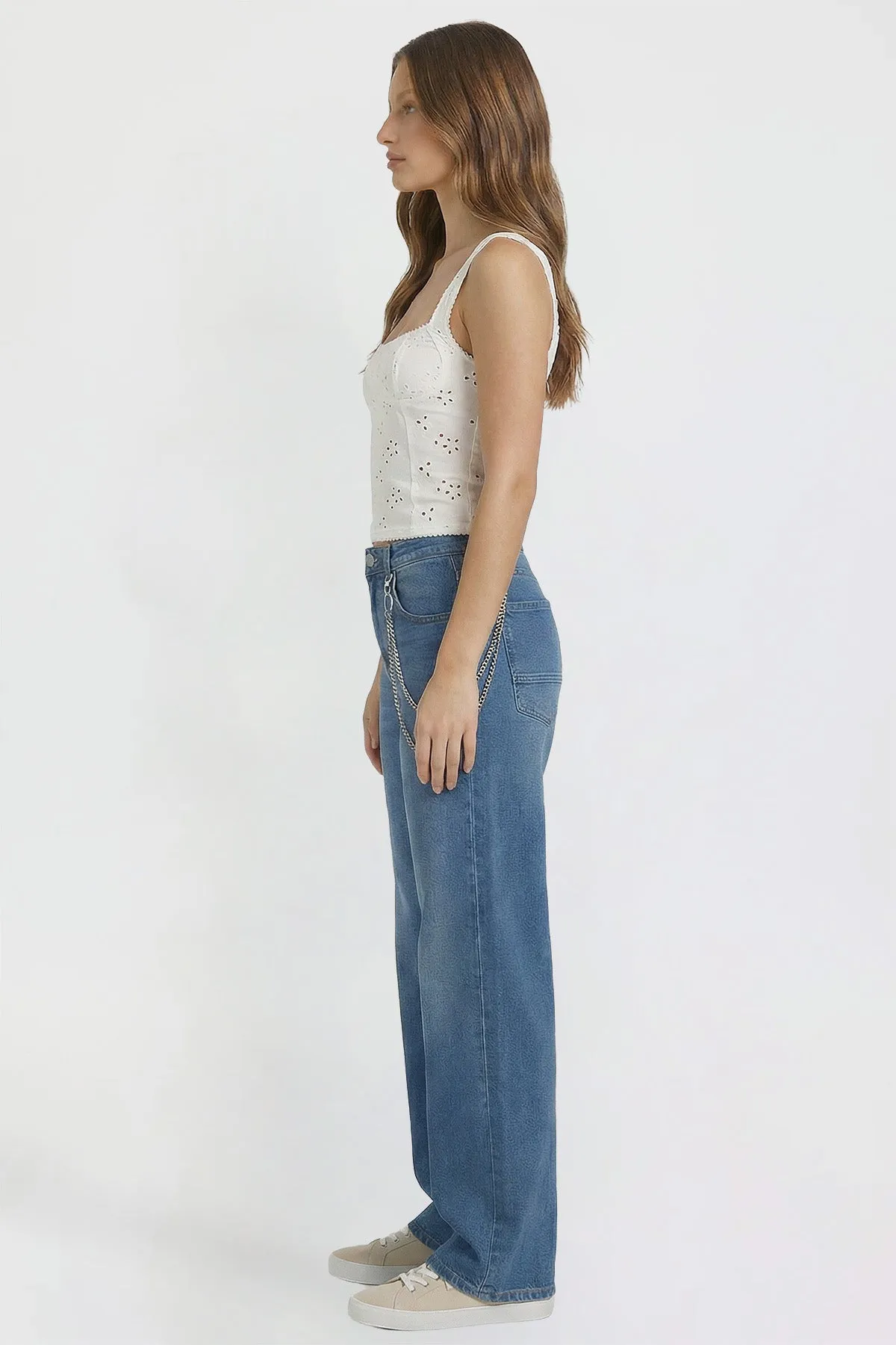 Women's Joey Super Wide Leg Jeans with Cross Chain sold by YMI product image thumbnail 5