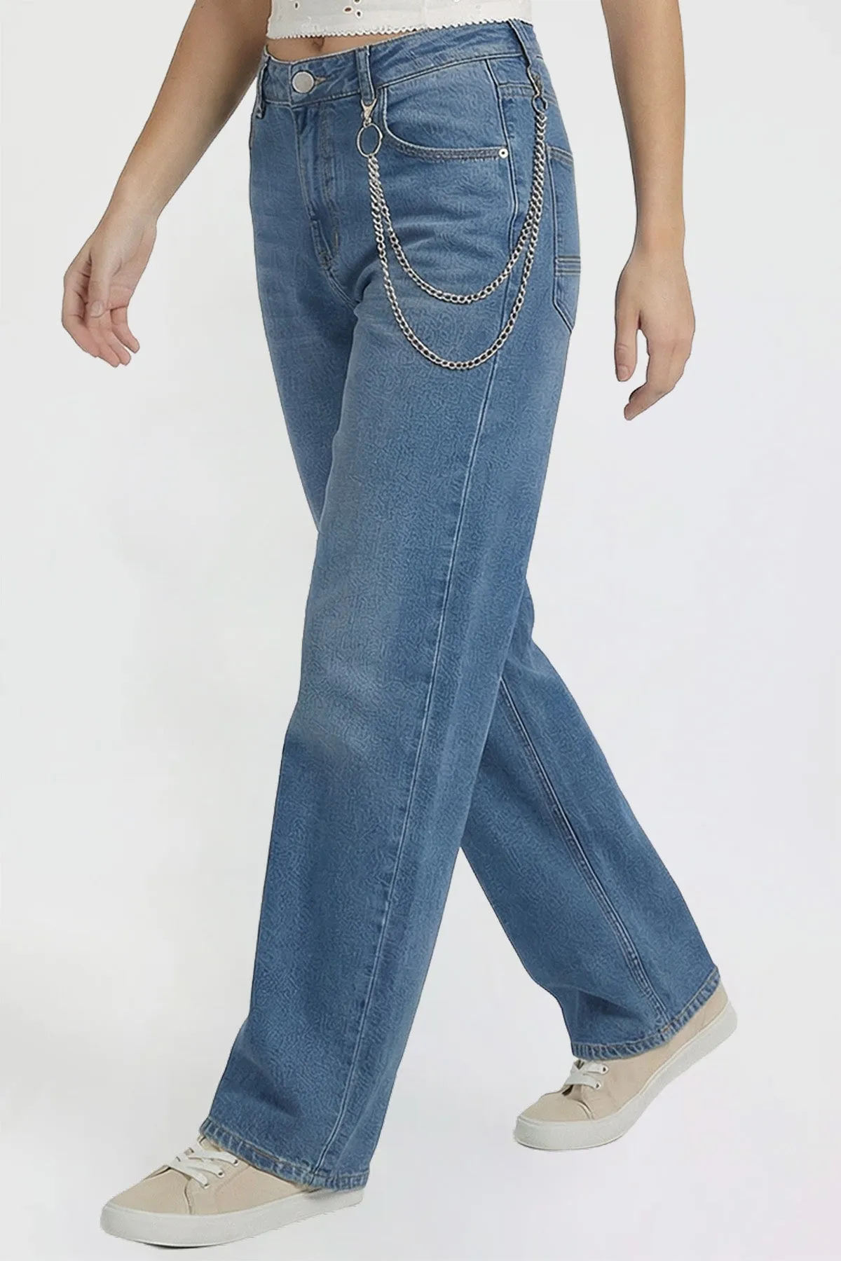 Women's Joey Super Wide Leg Jeans with Cross Chain sold by YMI product image thumbnail 3