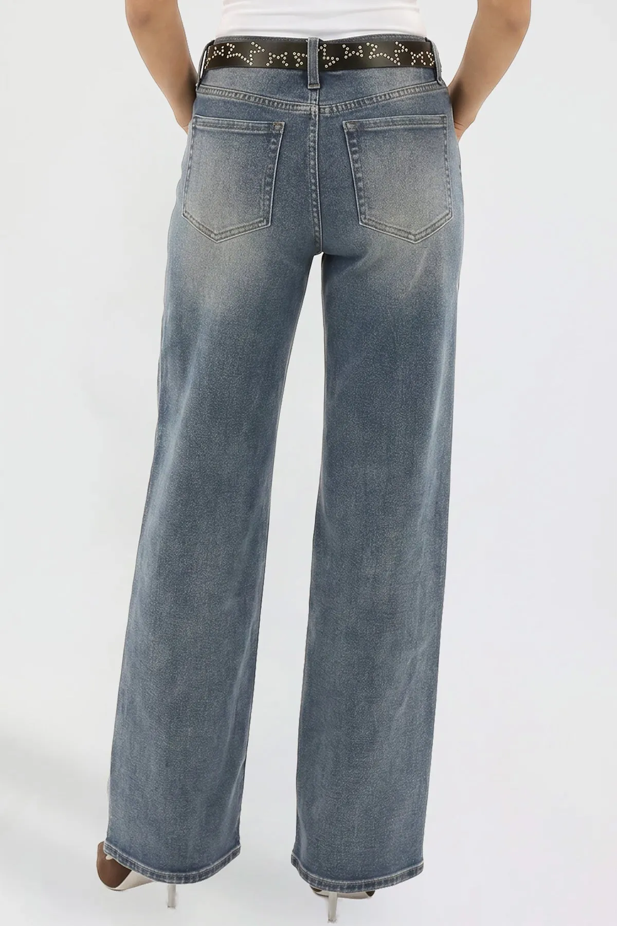 Women's Britney Belted Wide Leg Jeans sold by YMI product image thumbnail 4