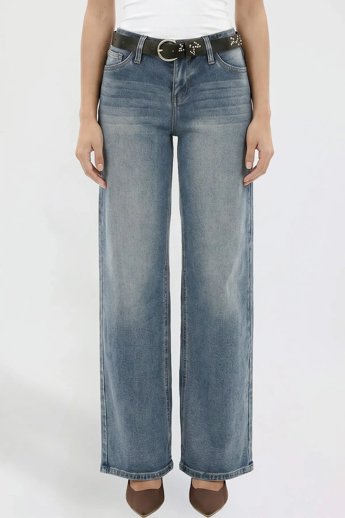 Women's Britney Belted Wide Leg Jeans sold by YMI product image thumbnail 2