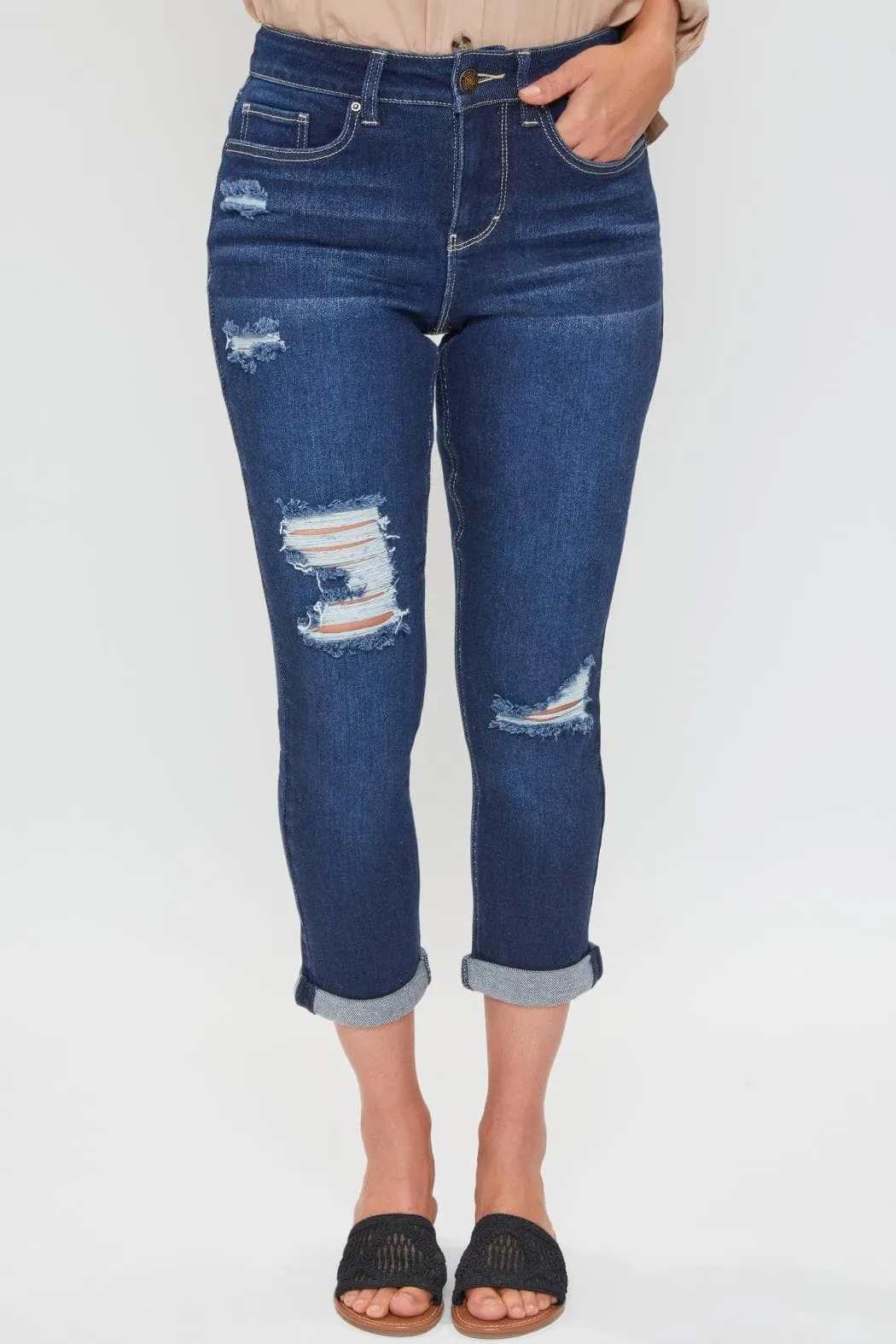 Women's Petite High Rise Vintage Slim Straight Cuff Jean sold by YMI product image thumbnail 4