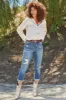 Women's Petite High Rise Vintage Slim Straight Cuff Jean sold by YMI