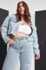Women's Plus Cropped Denim Jacket sold by YMI