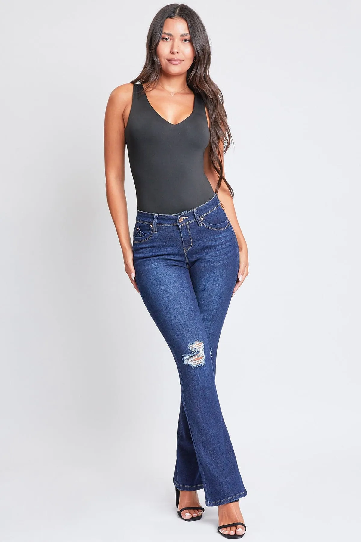 Women's WannaBettaButt Mid Rise Bootcut Jeans sold by YMI product image thumbnail 5