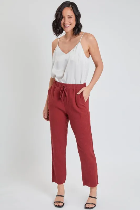 Women's Double Gauze Relaxed Fit Cropped Pant with Frayed Hem Deal sold by YMI