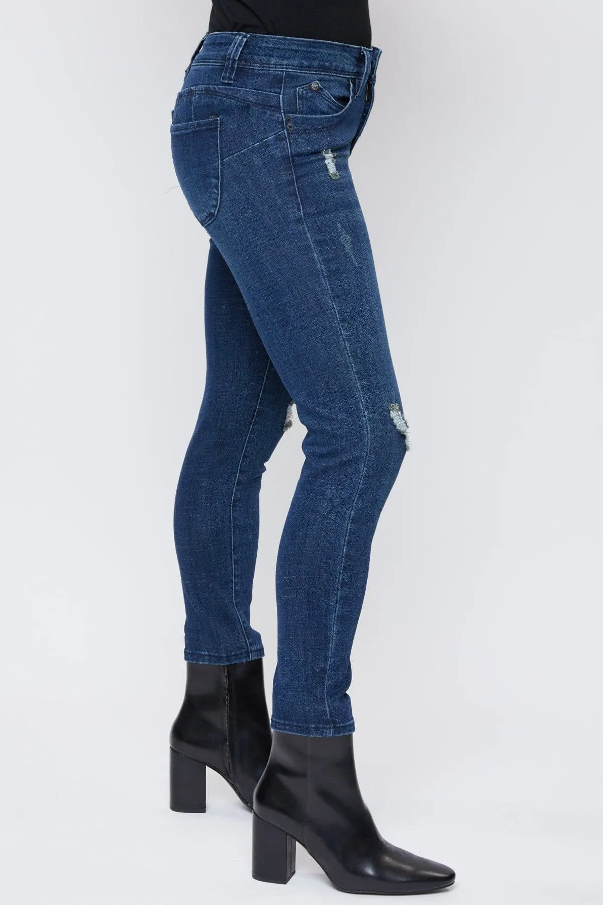 Women's Petite WannaBettaButt Mid Rise Skinny Jeans sold by YMI product image thumbnail 3