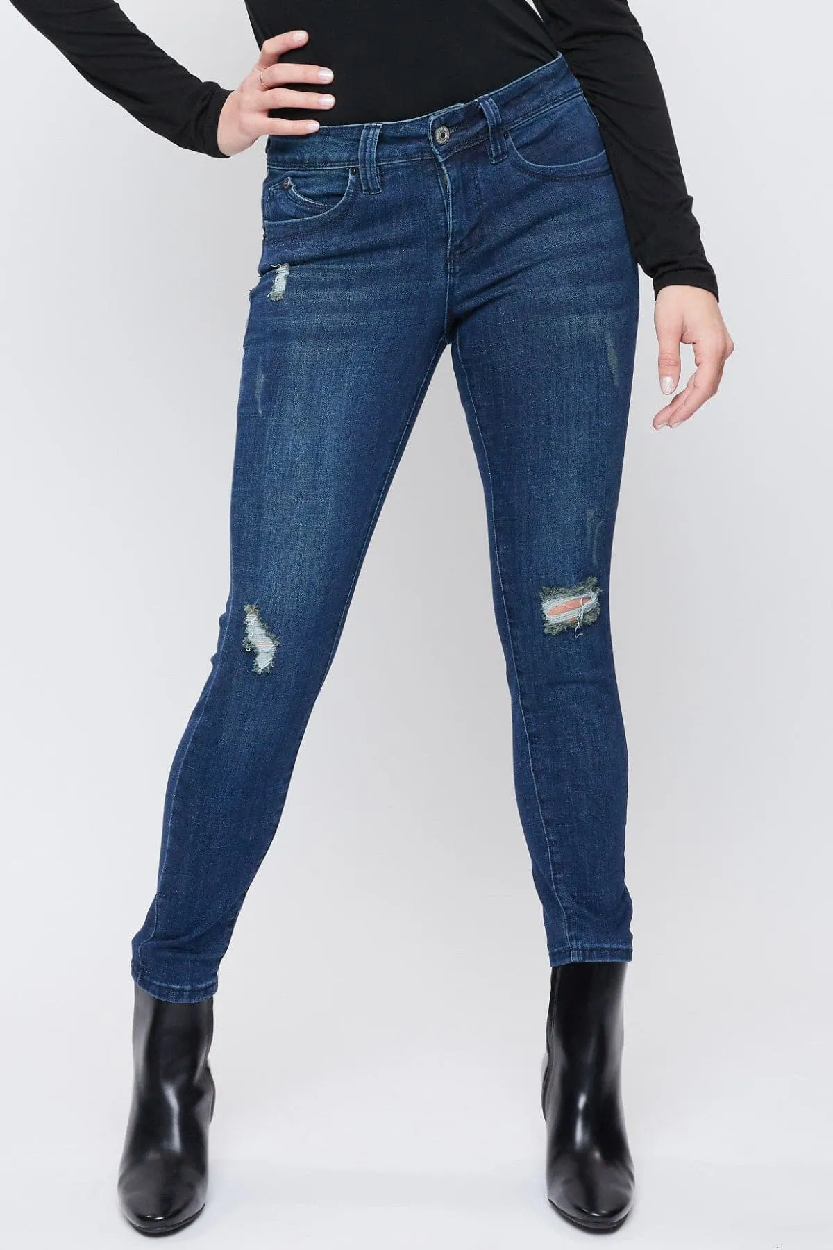 Women's Petite WannaBettaButt Mid Rise Skinny Jeans sold by YMI product image thumbnail 2