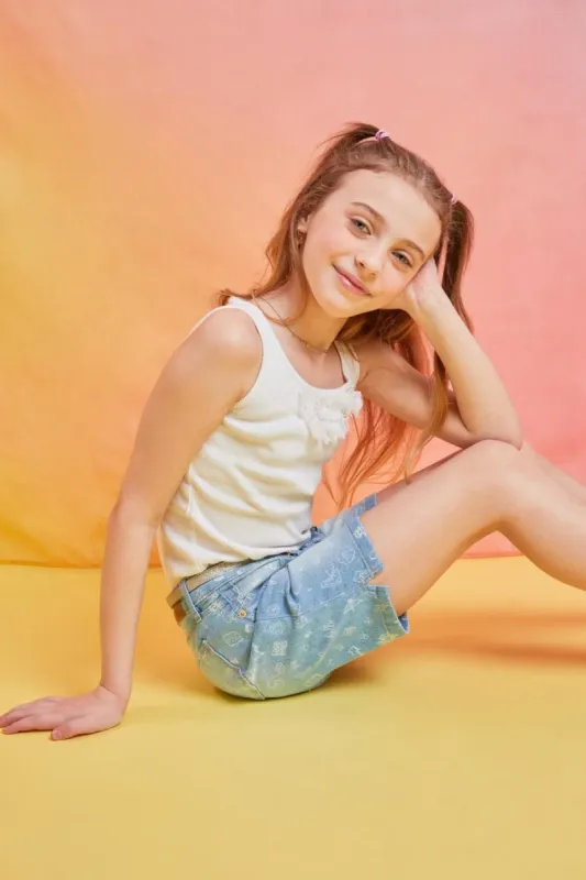 Girls Bermuda With Allover Print sold by YMI