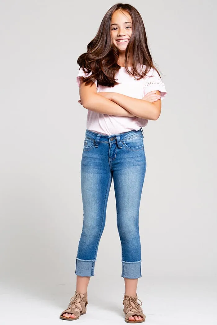 Girls WannaBettaFit Cuff Skinny Jeans sold by YMI