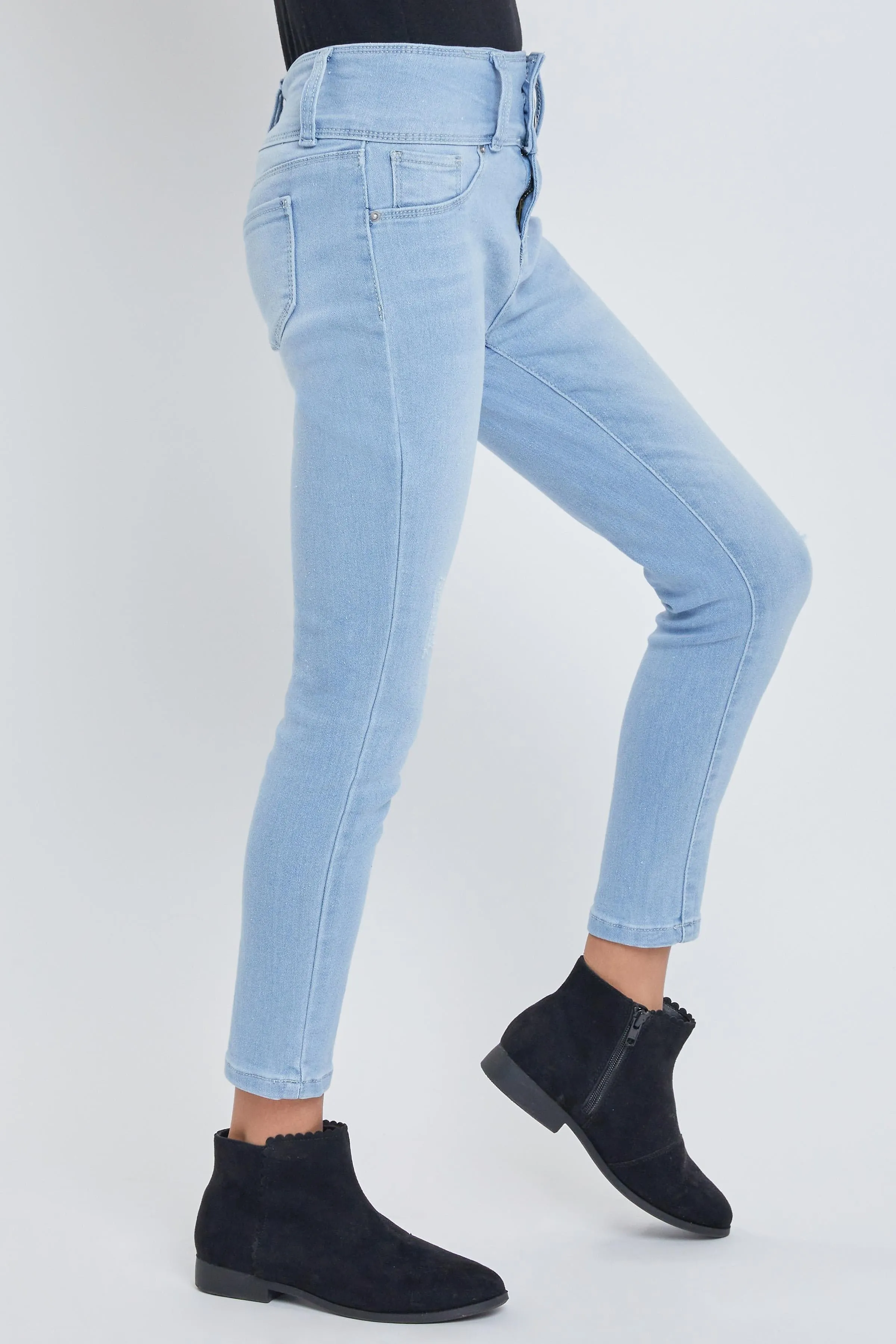 Girls Sustainable WannaBettaFit 3-Button Skinny Cuffed Jeans sold by YMI product image thumbnail 3