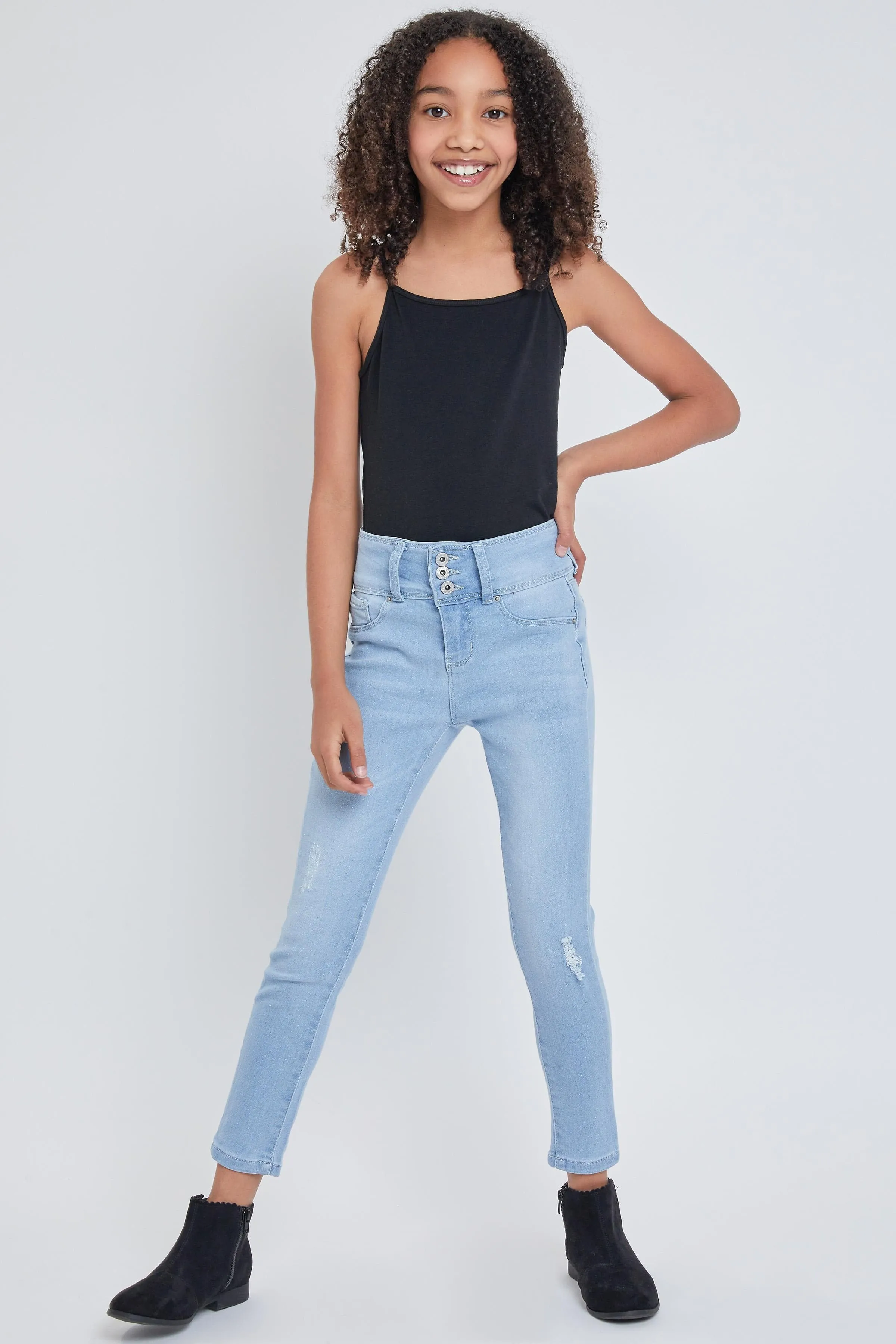 Girls Sustainable WannaBettaFit 3-Button Skinny Cuffed Jeans sold by YMI product image thumbnail 2