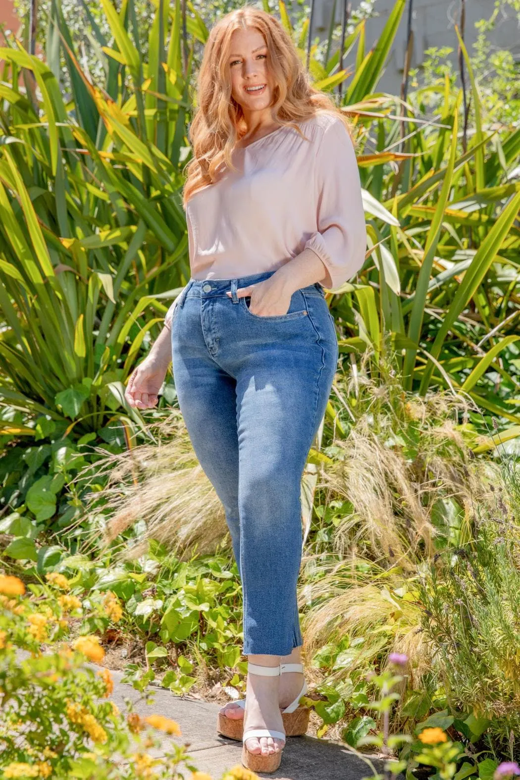 Women's Plus Size Vintage Dream High Rise Straight Jeans sold by YMI product image thumbnail 5