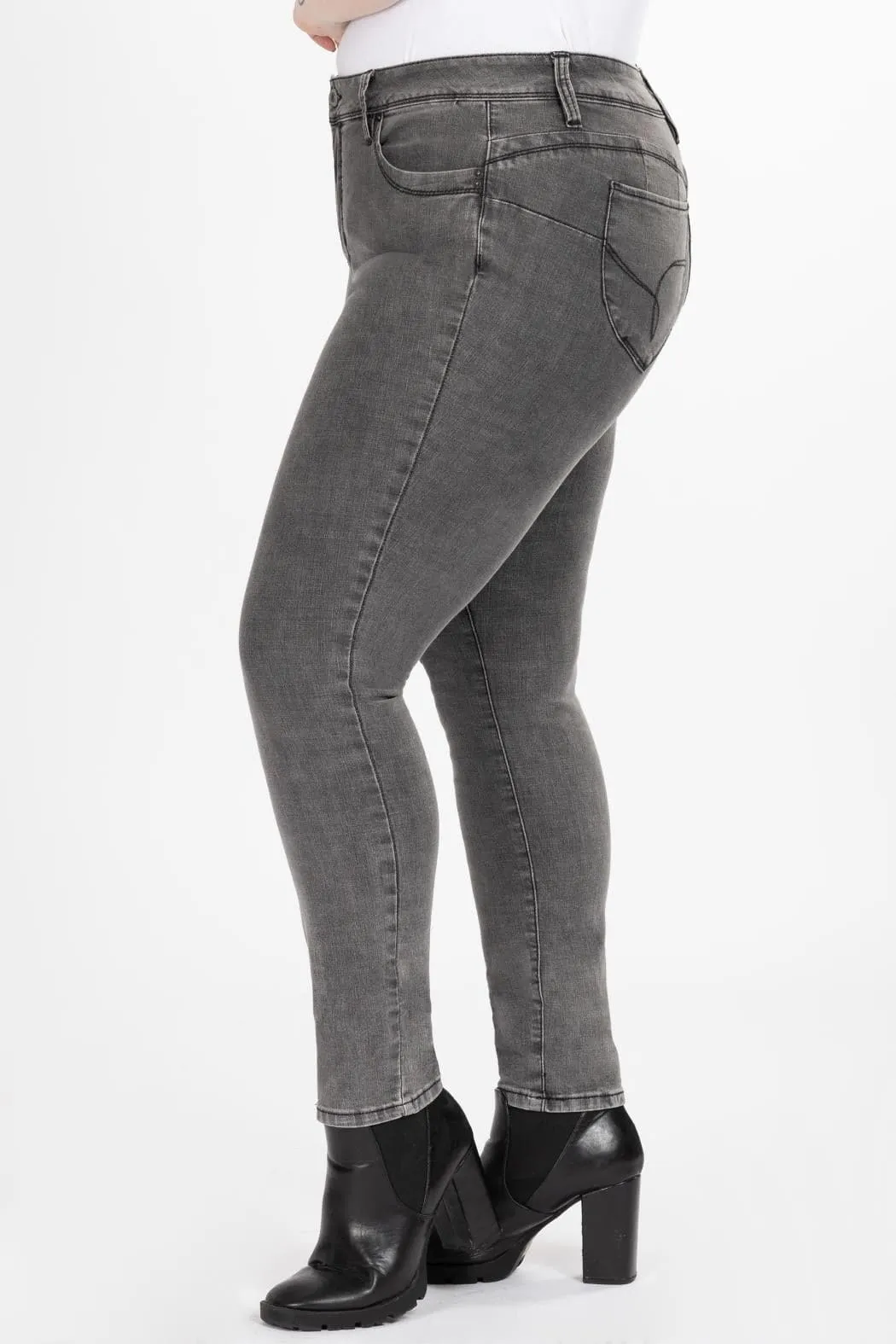 Women's Plus Size WannaBettaButt Mid Rise Denim Skinny Jean sold by YMI product image thumbnail 2