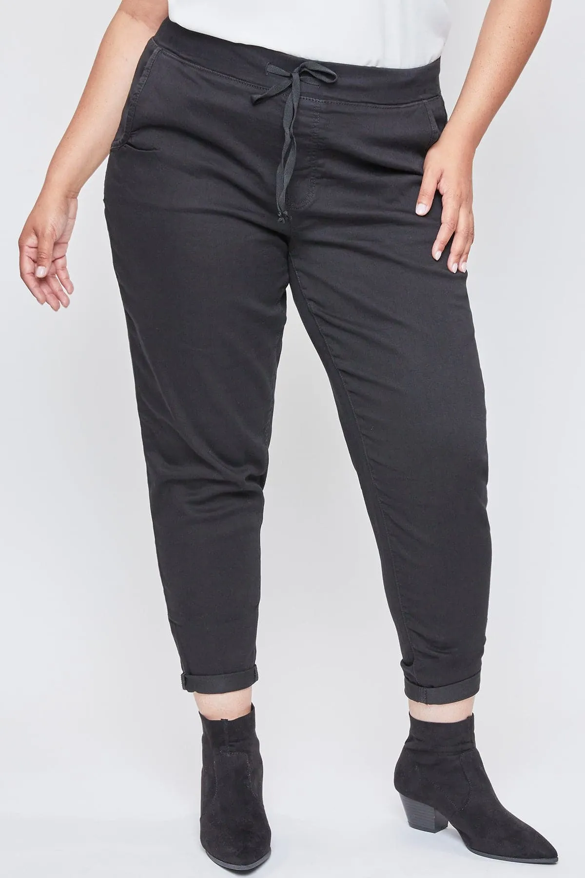 Women's Plus Size Mid Rise Cuffed Jogger Pants sold by YMI product image thumbnail 2