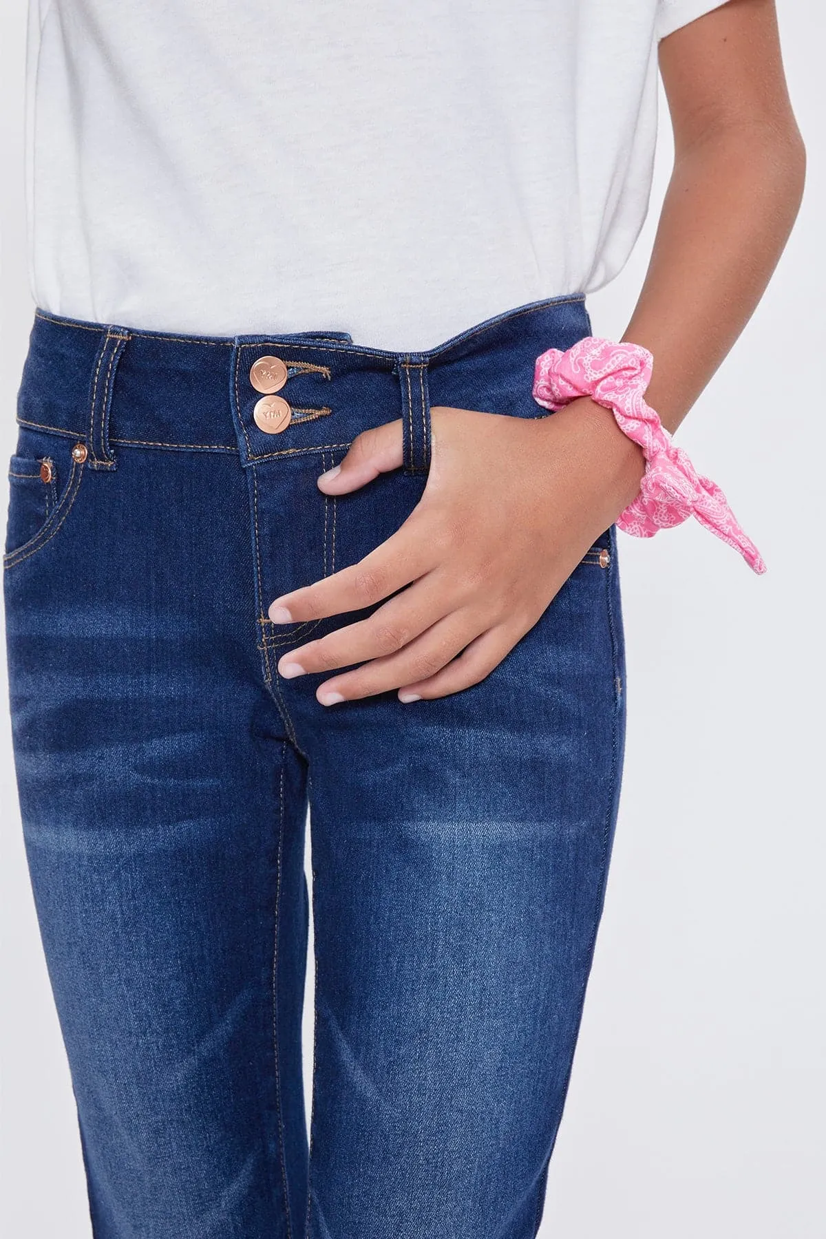 Girls 2 Button Cuffed Skinny Jeans sold by YMI product image thumbnail 2
