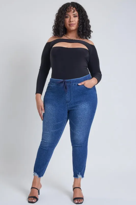 Women's Plus Denim Ankle Jogger sold by YMI