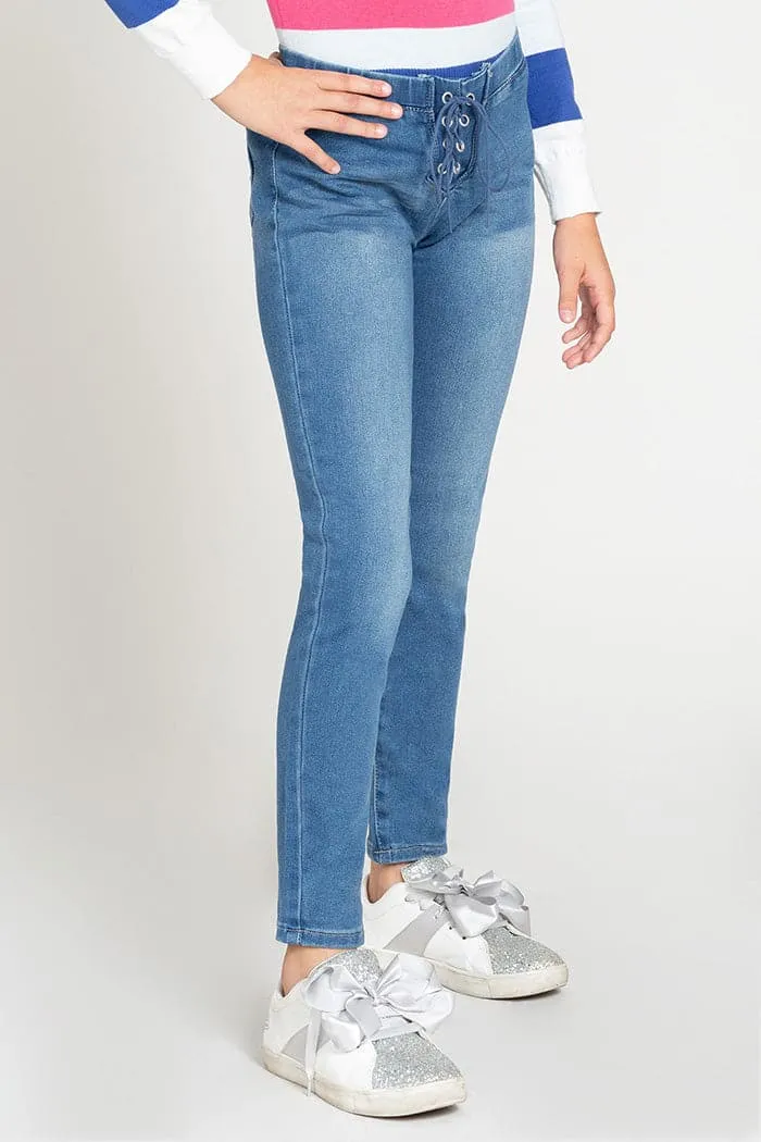 Girls Front Lace Skinny Ankle Jeans sold by YMI product image thumbnail 3