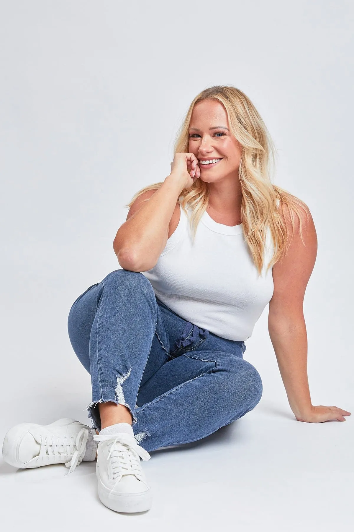 Women's Plus Size High Rise Denim Ankle Joggers sold by YMI product image thumbnail 5