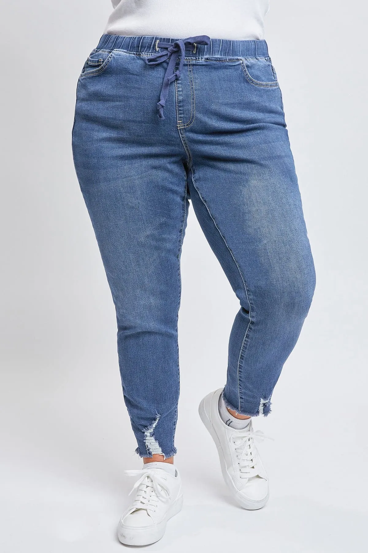 Women's Plus Size High Rise Denim Ankle Joggers sold by YMI product image thumbnail 2