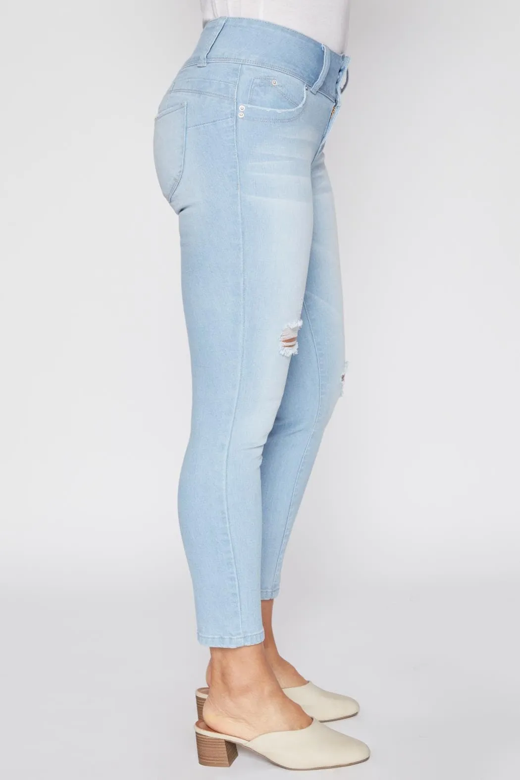 Women's Petite WannaBettaButt 3 Button Mid Rise Skinny Jean sold by YMI product image thumbnail 3
