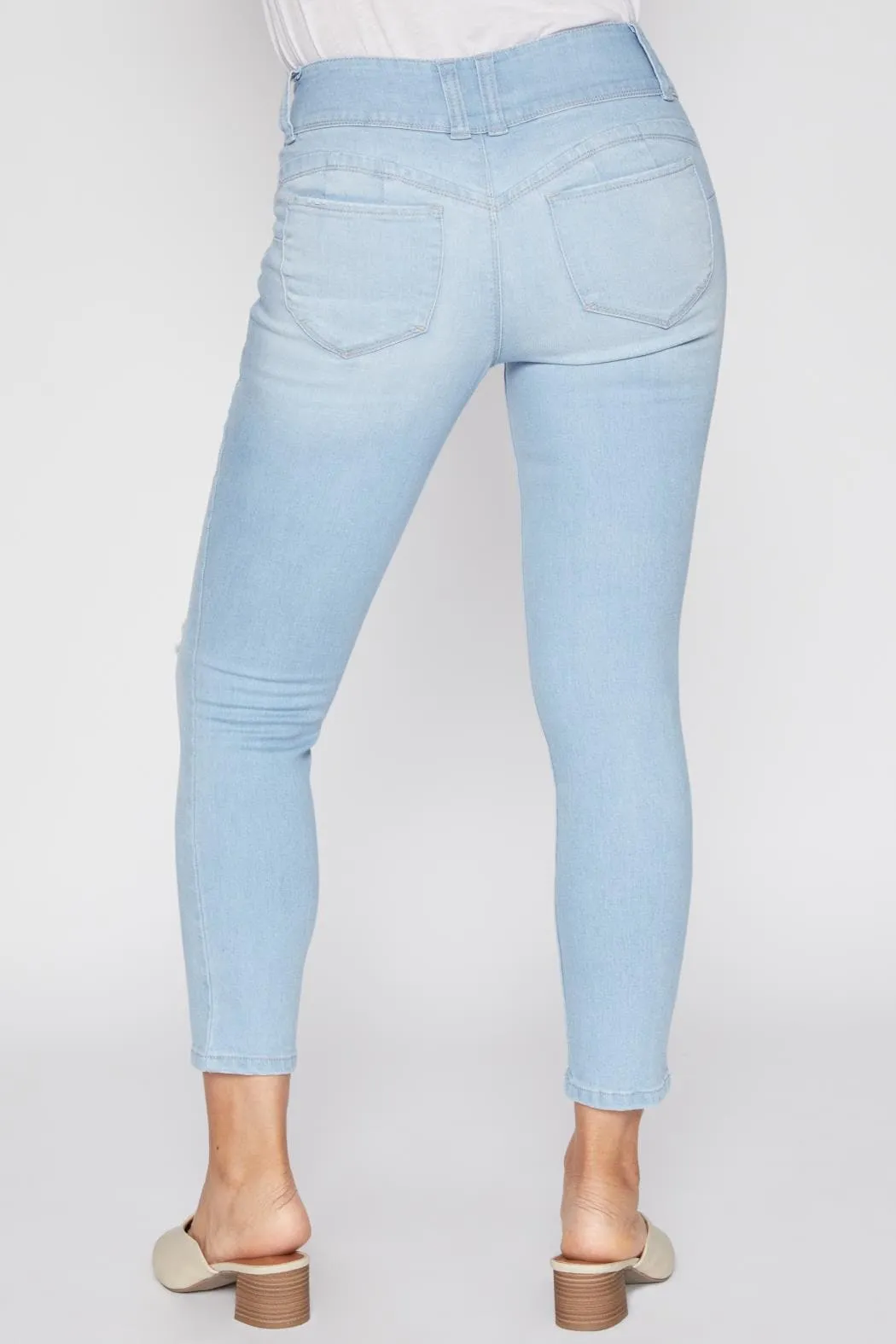 Women's Petite WannaBettaButt 3 Button Mid Rise Skinny Jean sold by YMI product image thumbnail 4