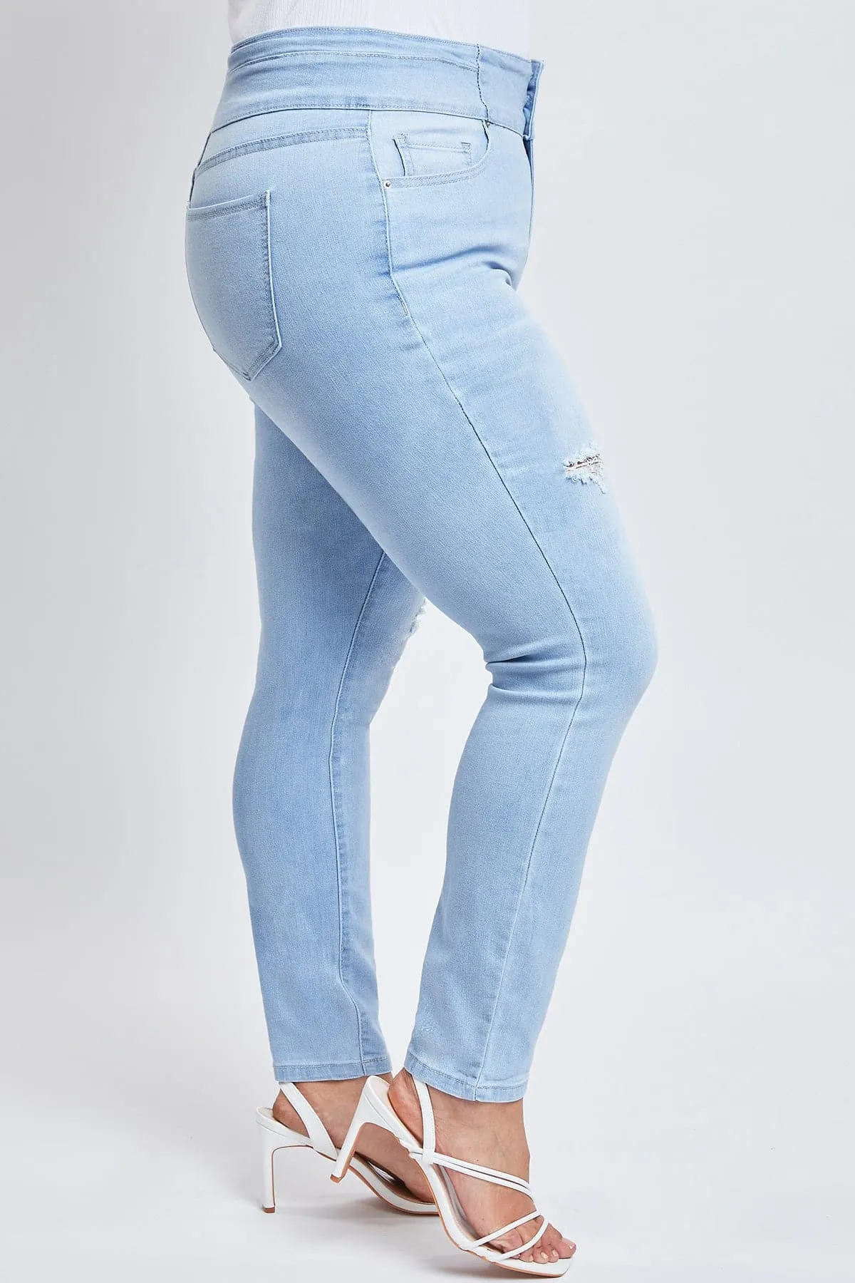 Women's Plus Size Sustainable Stacked Waistband Skinny Jeans sold by YMI product image thumbnail 3