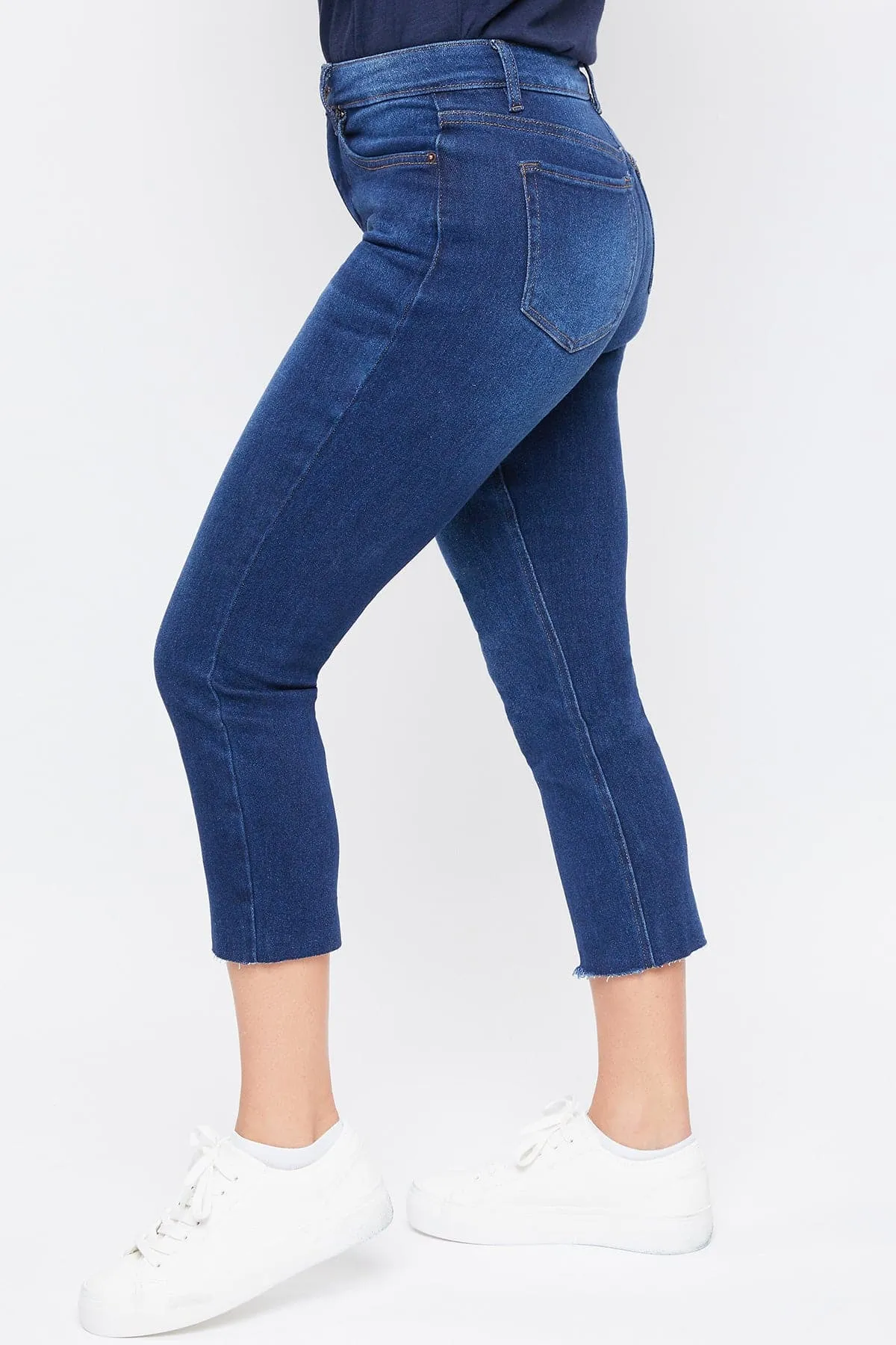 Women's Vintage High Rise Slim Straight Raw Hem Cropped Flood Jeans sold by YMI product image thumbnail 3