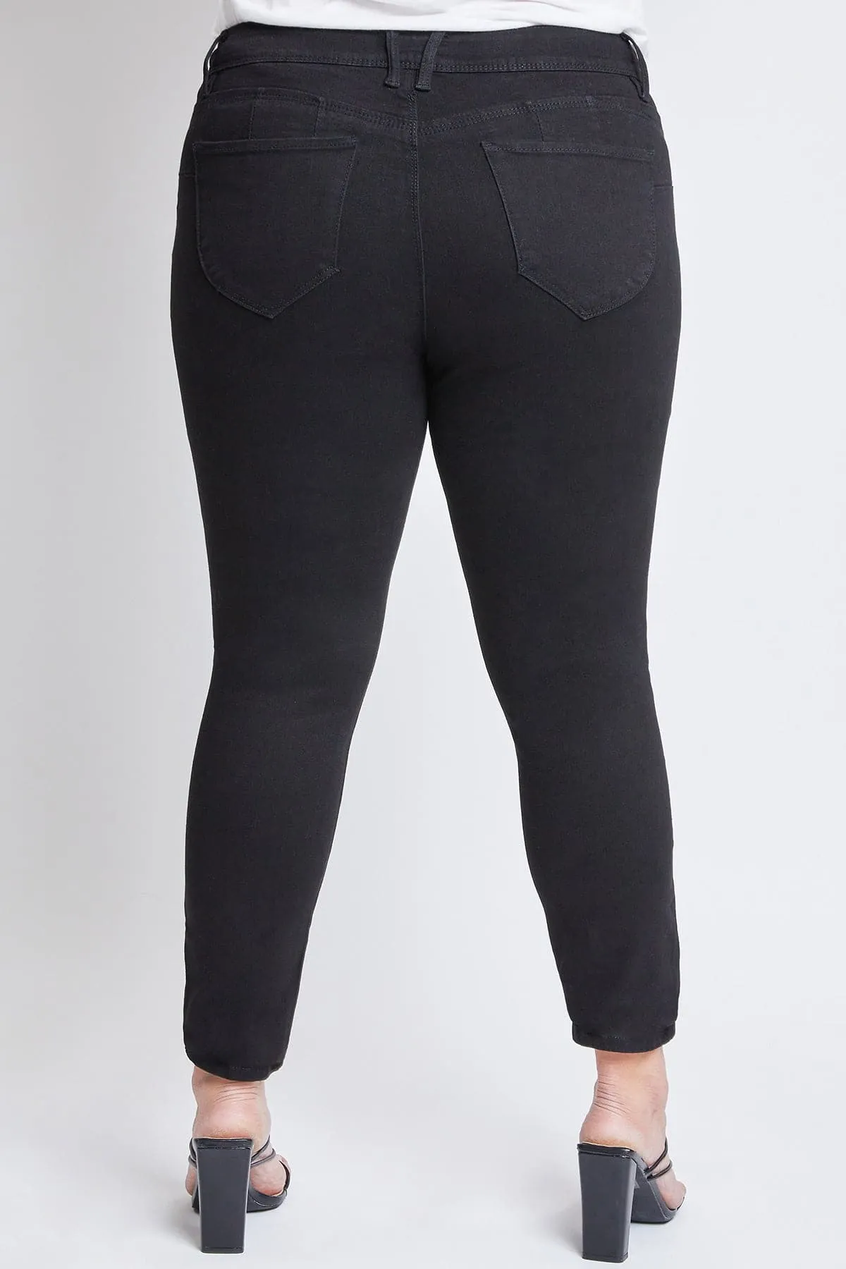 Women's Plus Size WannaBettaButt High Rise 1 Button Skinny Jean With Regular Hem sold by YMI product image thumbnail 4